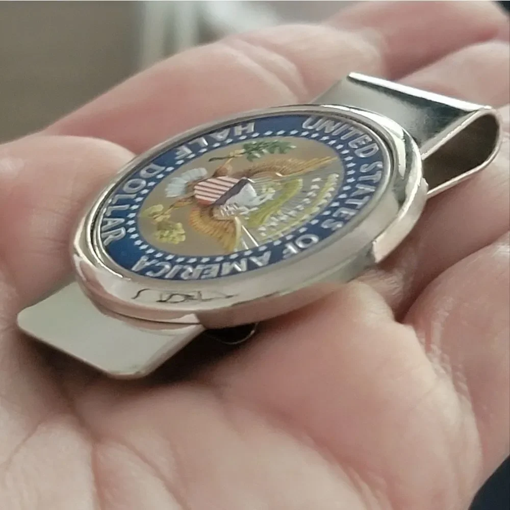American Coin Treasures Money Clip Presidential Seal Half Dollar Coin in Color